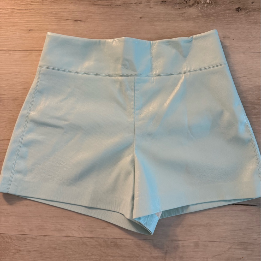 Light Blue Leather Shorts